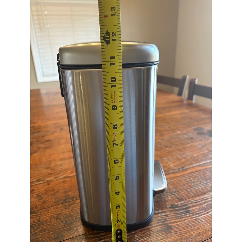 Smudge Resistant Small Rectangular Trash Can With Soft-Close Foot - Picture 9 of 12